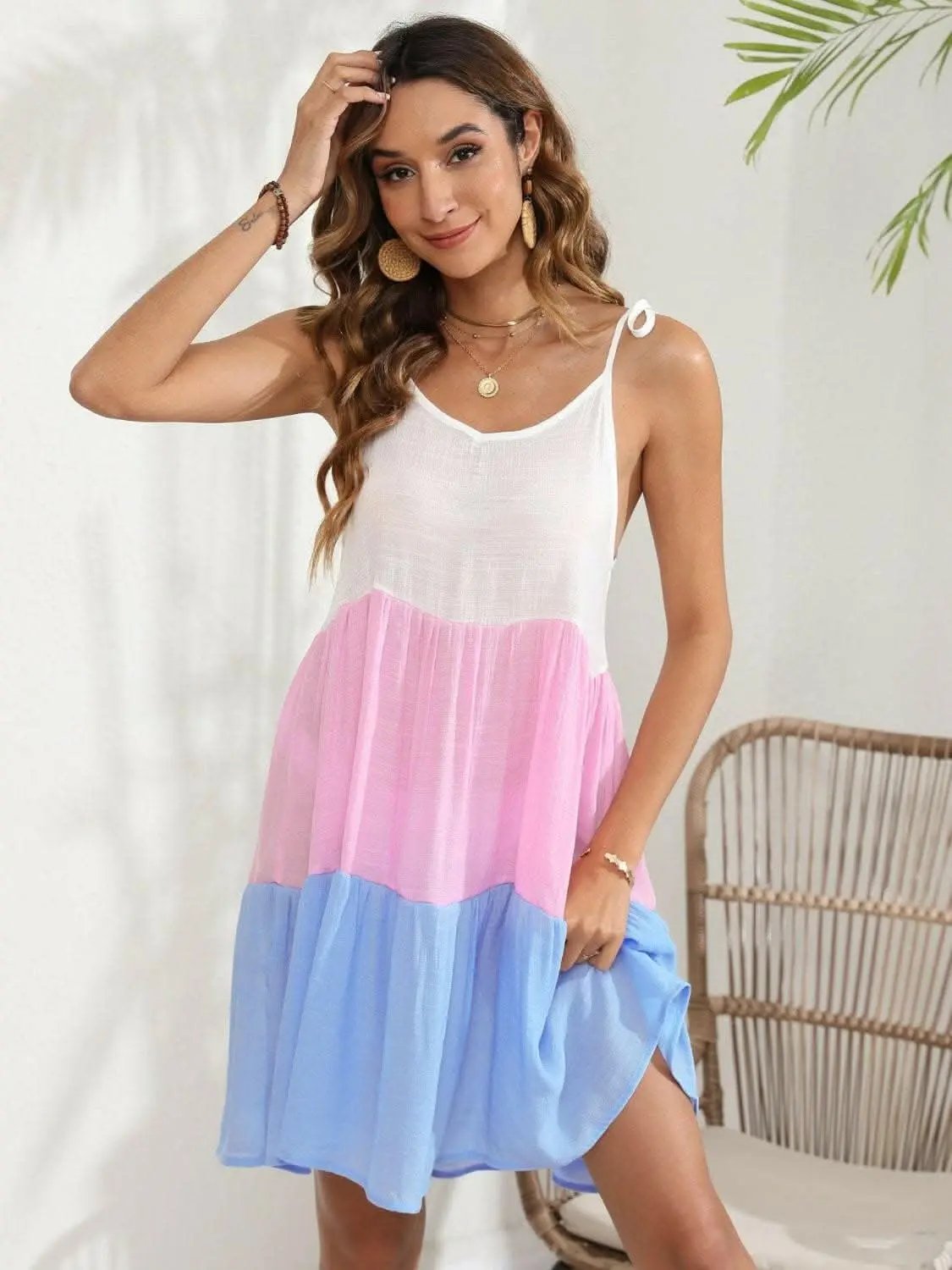 Chic Color Block Beach Dress - Love Salve